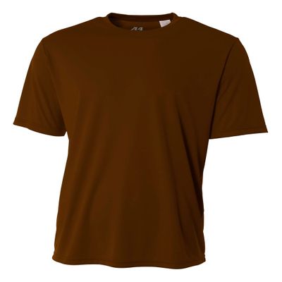 A4 Youth Cooling Performance Crew Short Sleeve T-Shirt, Brown, X-Large
