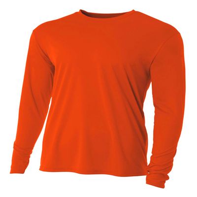 A4 Men's Cooling Performance Crew Long Sleeve T-Shirt, Athletic Orange, 3X-Large