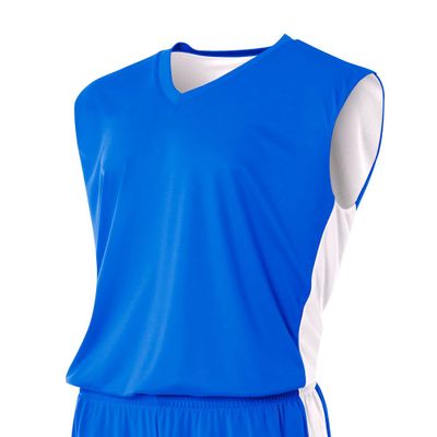 A4 Youth Reversible Moisture Management Muscle Tee, Royal/White, X-Large