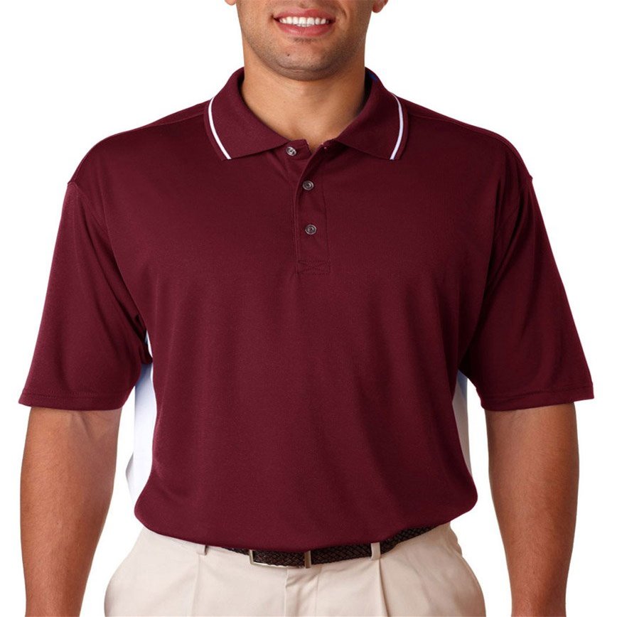 8406 UltraClub Men's Sport 2-Tone Polo , Maroon/ White , Large