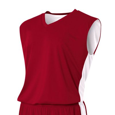 A4 Youth Reversible Moisture Management Muscle Tee, Cardinal/White, X-Large