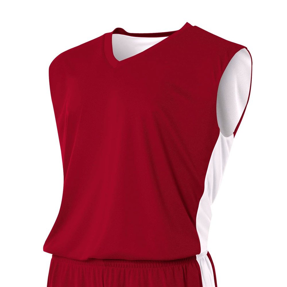A4 Youth Reversible Moisture Management Muscle Tee, Cardinal/White, X-Large
