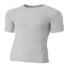 A4 Men's Compression Crew Short Sleeve, Silver, Small view 1