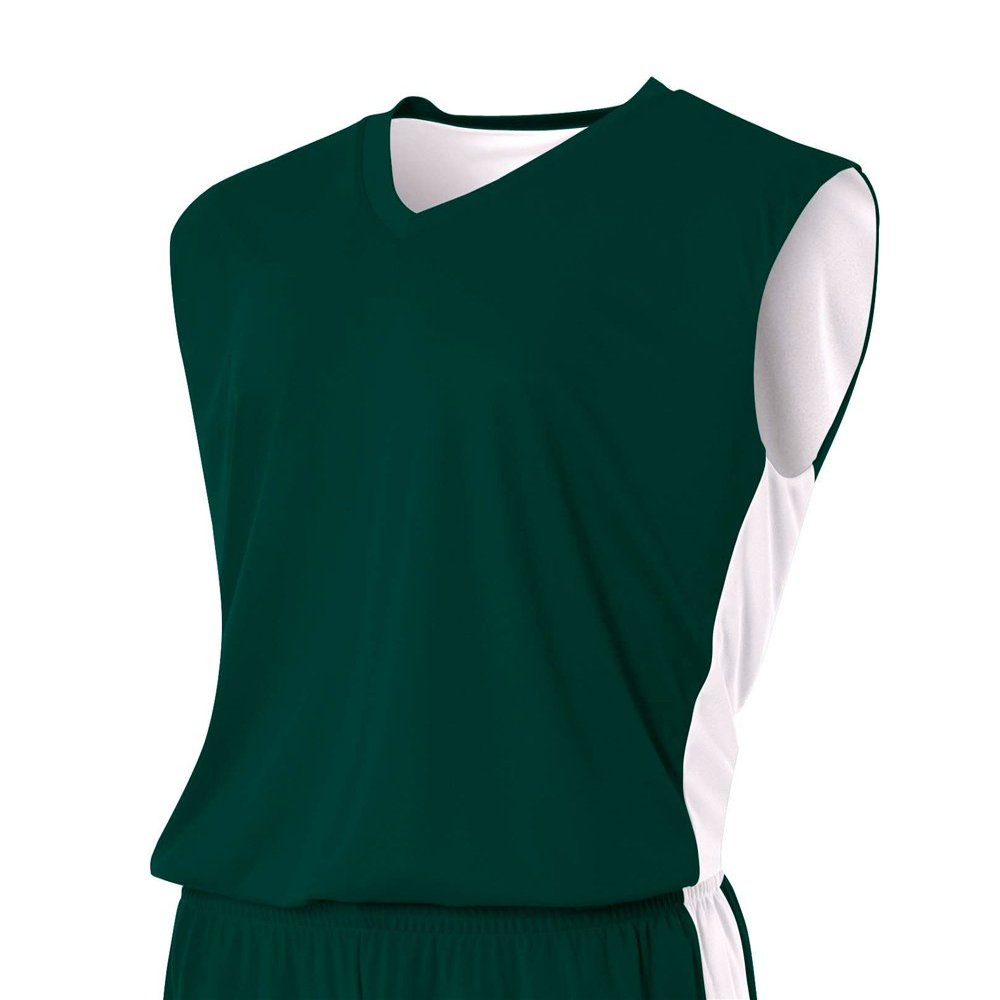 A4 Youth Reversible Moisture Management Muscle Tee, Forest/White, X-Large