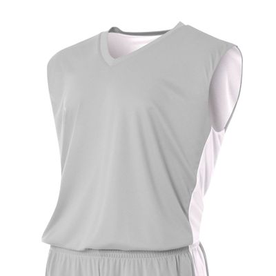 A4 Youth Reversible Moisture Management Muscle Tee, Silver/White, Large