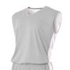 A4 Youth Reversible Moisture Management Muscle Tee, Silver/White, Large view 1