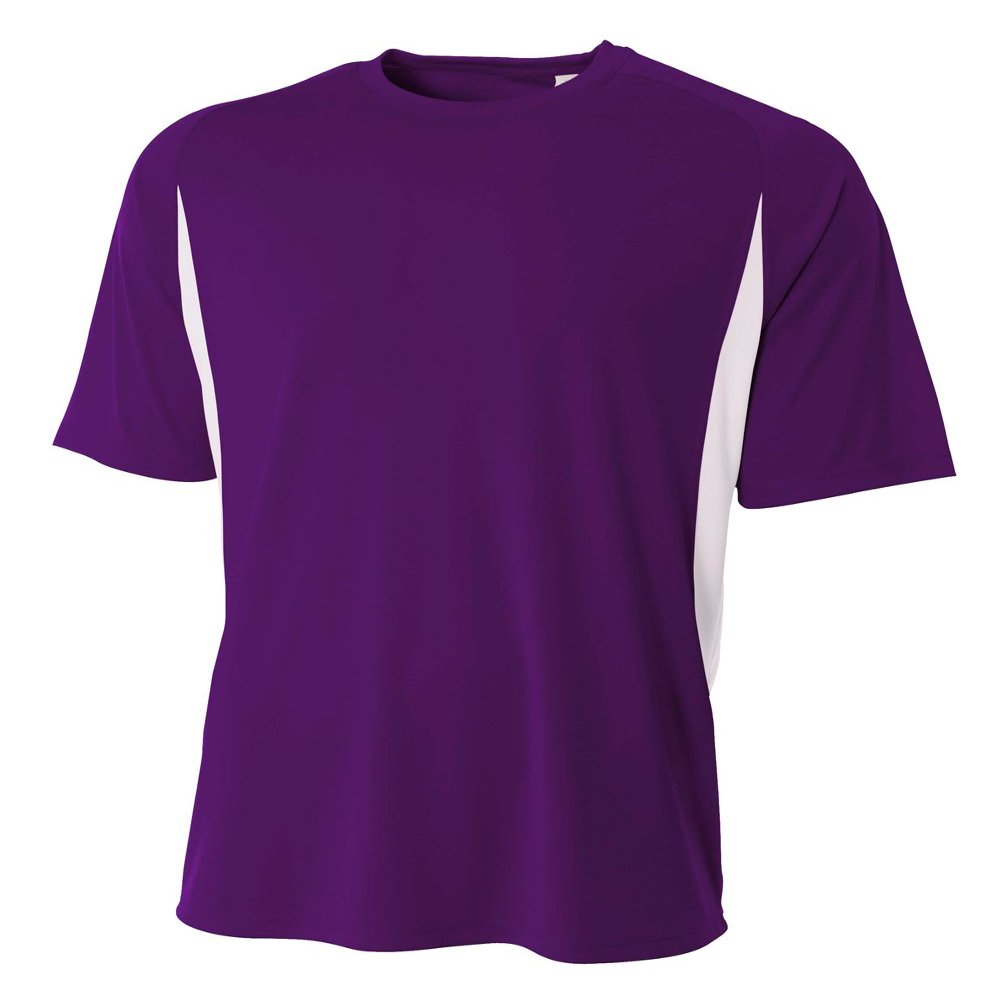 A4 Youth Cooling Performance Color Block Short Sleeve Tee, Scarlet/White, X-Large