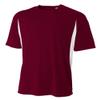 A4 Youth Cooling Performance Color Block Short Sleeve Tee, Maroon White, Small view 1