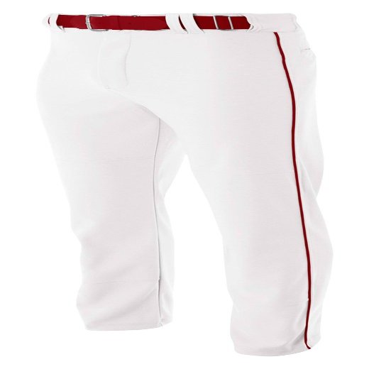 A4 Mens Pro-Style Open Bottom Baseball Pant, 3XL, White/Cardinal