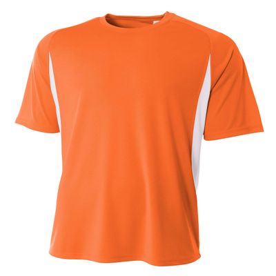 A4 Youth Cooling Performance Color Block Short Sleeve Tee, Purple White, Large