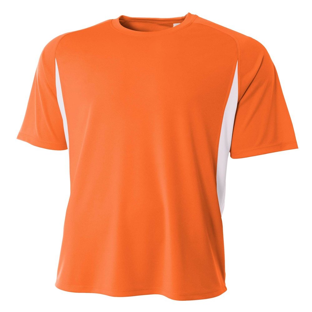 A4 Youth Cooling Performance Color Block Short Sleeve Tee, Purple White, Large