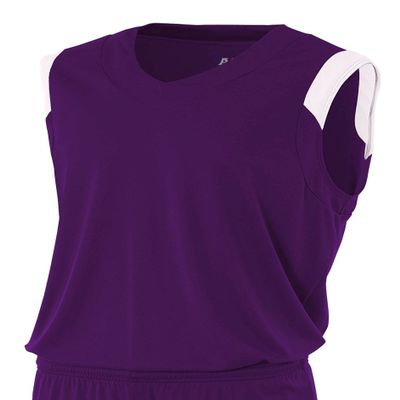 A4 Mens Moisture Management v-Neck Muscle Shirt, Medium, Purple/White