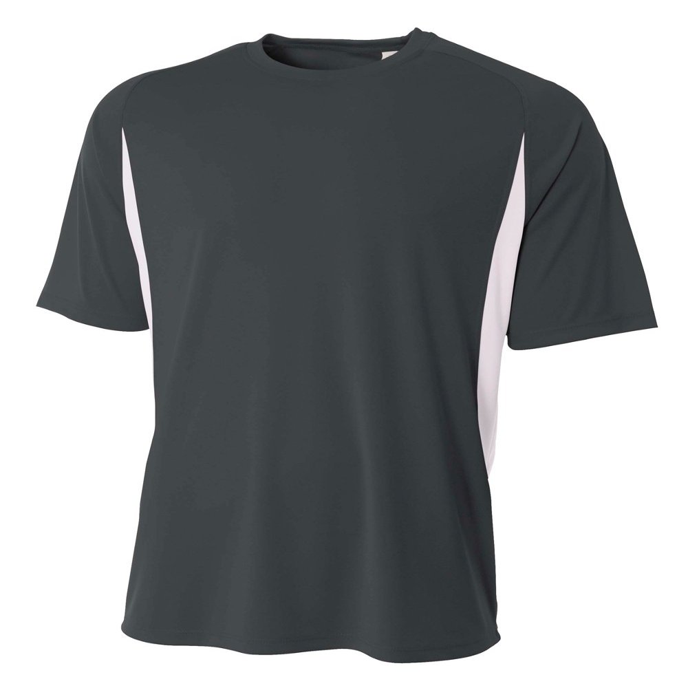 A4 Youth Cooling Performance Color Block Short Sleeve Tee, Graphite/White, Small