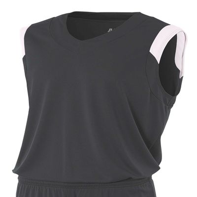 A4 Mens Moisture Management v-Neck Muscle Shirt, XL, Graphite/White