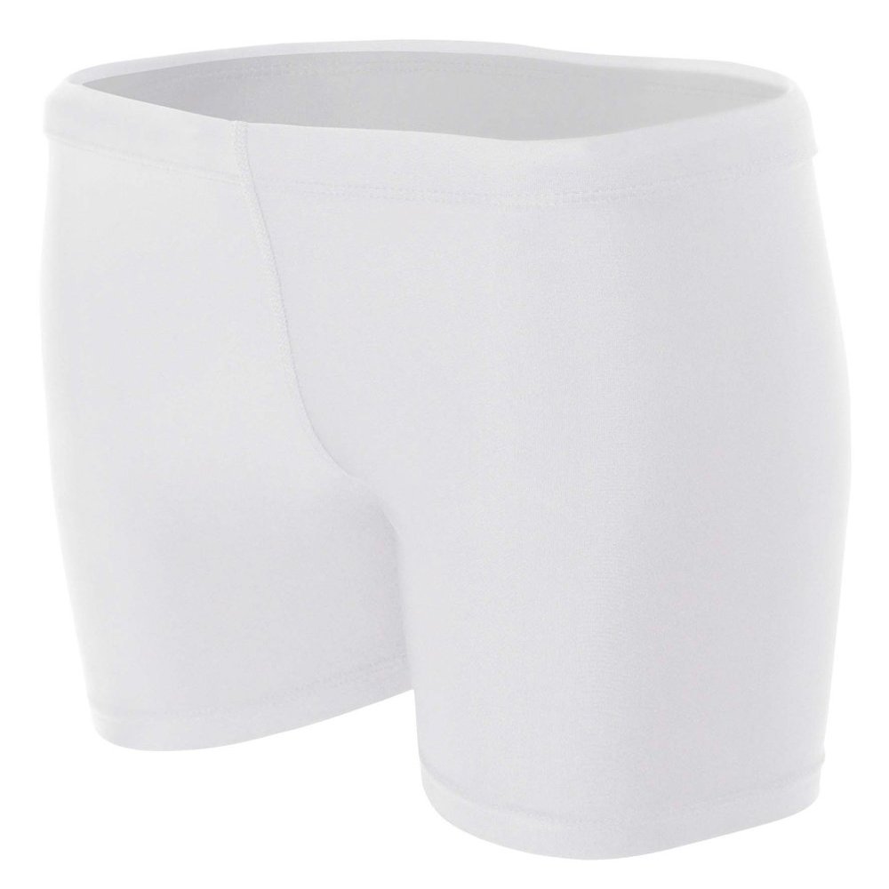 A4 Womens 4" Compression Short, Small, White