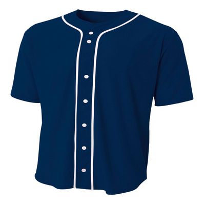 A4 NB4184-NVY Shorts Sleeve Full Button Baseball Jersey, X-Large, Navy