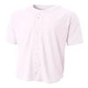 A4 Mens Short Sleeve Full Button Baseball Jersey, XL, White view 1