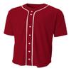 A4 Mens Short Sleeve Full Button Baseball Jersey, 2XL, Cardinal view 1