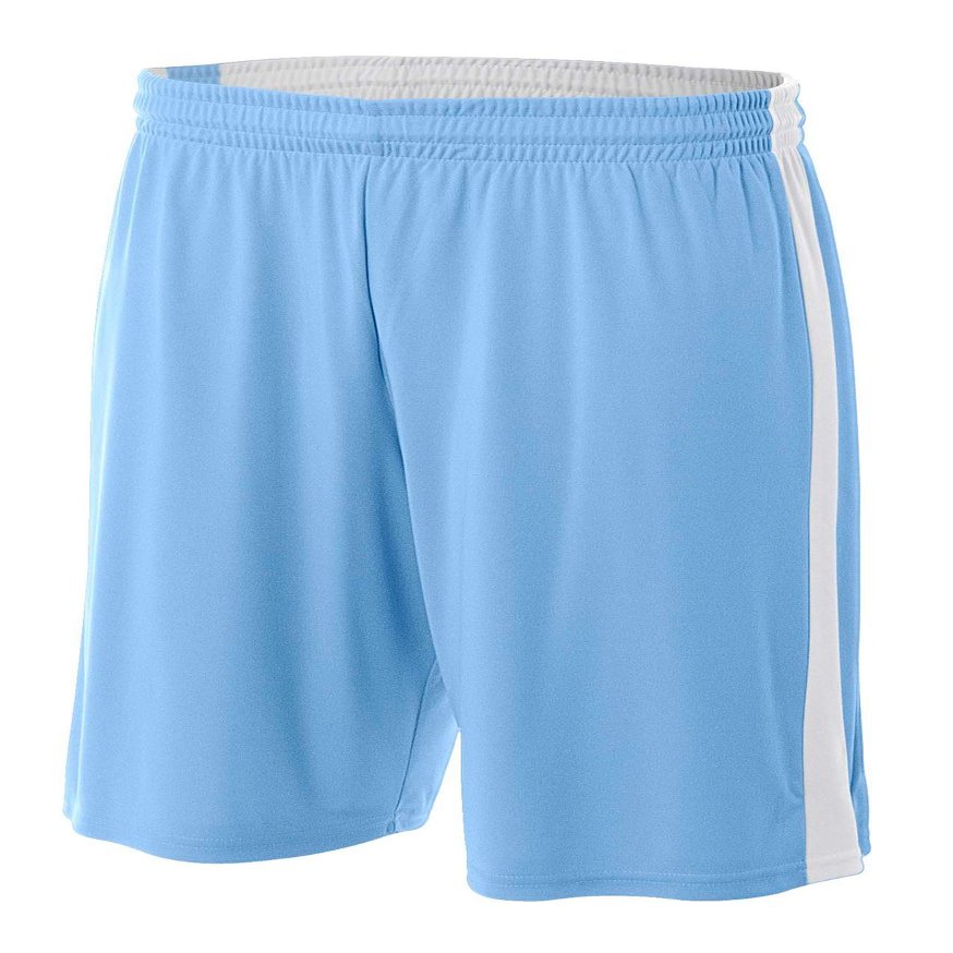 A4 Mens Reversible Moisture Management 10" Short, Medium, Lt Blue/White