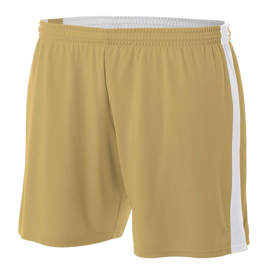 A4 Mens Reversible Moisture Management 10" Short, Small, Vegas Gold/White