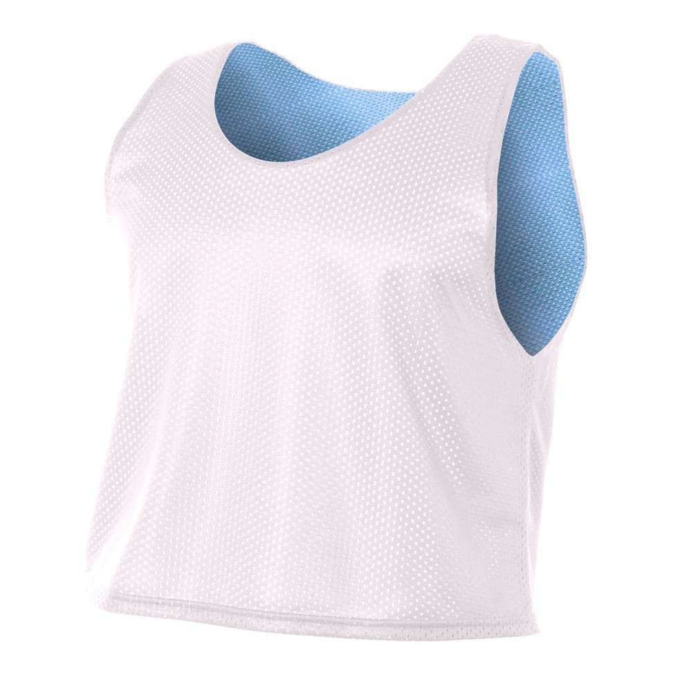 A4 Mens Lacrosse Reversible Practice Jersey, Large, White/Lt Blue