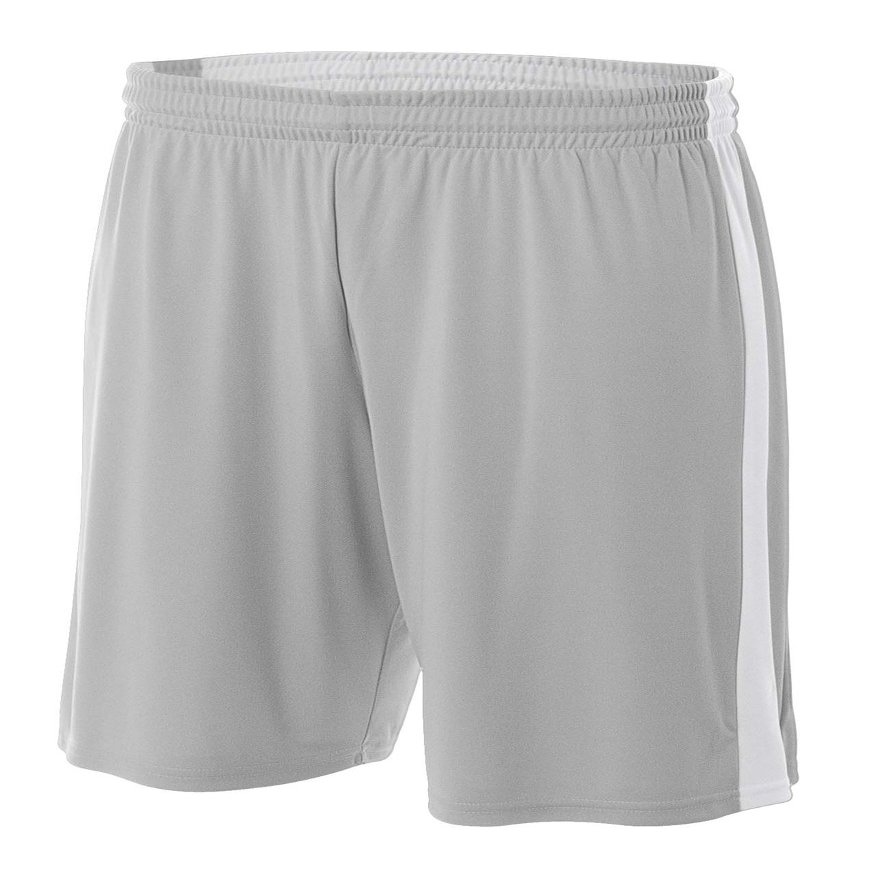 A4 Mens Reversible Moisture Management 10" Short, Small, Silver/White