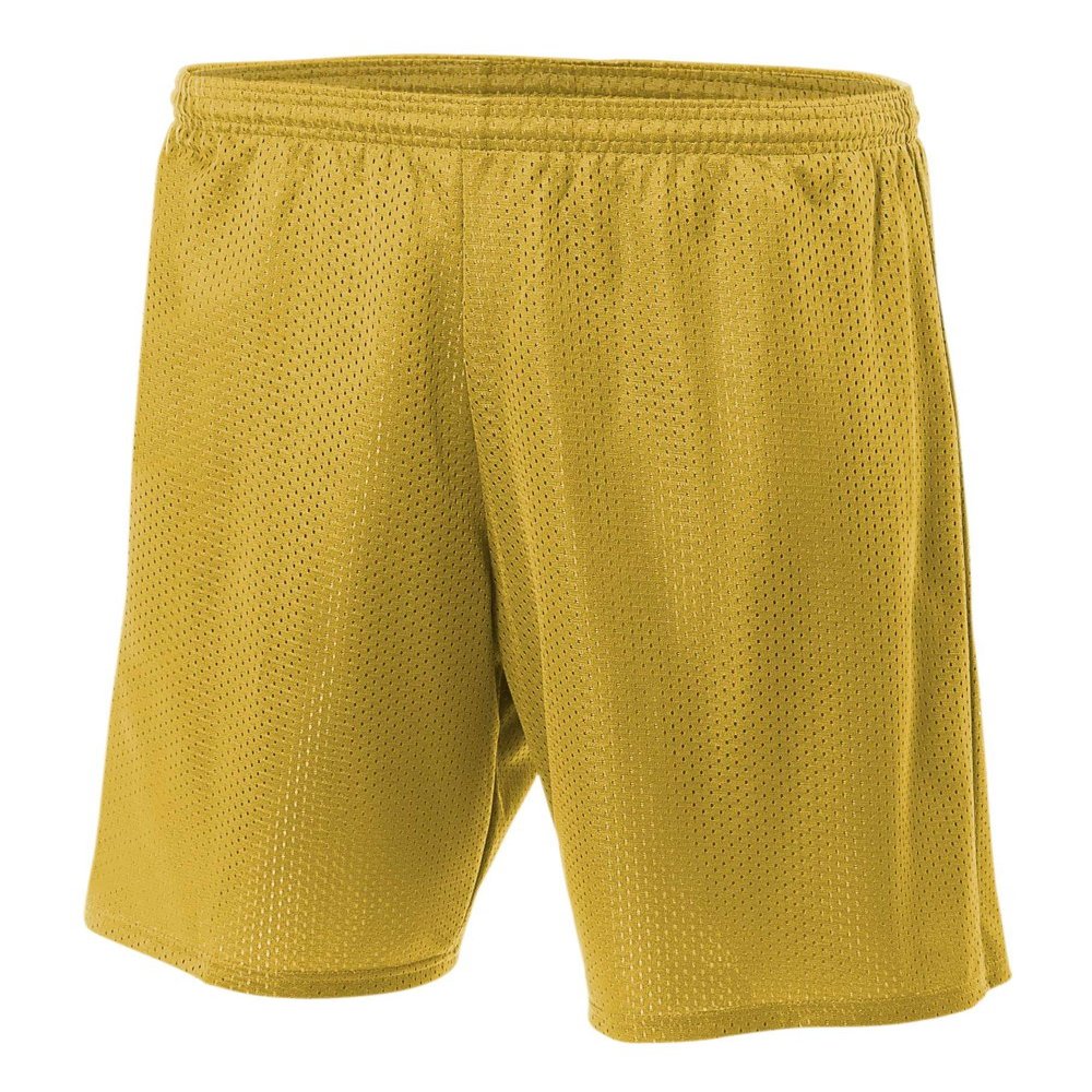 A4 Mens Lined Tricot Mesh Shorts, XS, Gold