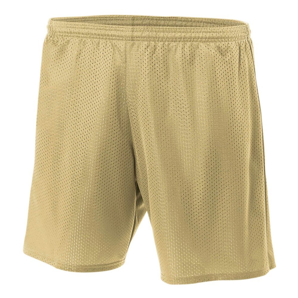 A4 Mens Lined Tricot Mesh Shorts, 4XL, Vegas Gold