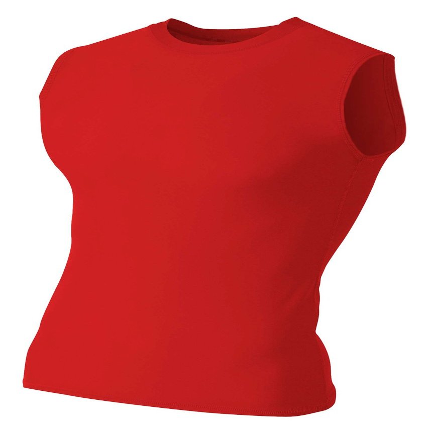 A4 Mens Compression Muscle Shirt Tee, 2XL, Scarlet