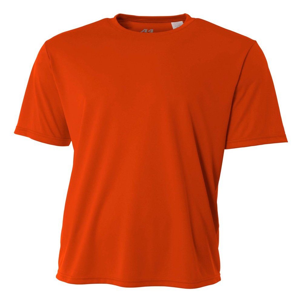 A4 Men's Cooling Performance Crew Short Sleeve T-Shirt, Athletic Orange, Small