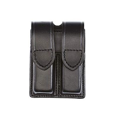 Aker Leather Products Double Magazine Pouch Aker Leather 510 Double Magazine Pouch, Plain, 45 Double Stack, Hidden Snap, Black
