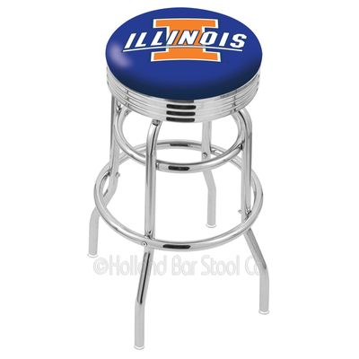 Holland Bar Stool 30" L7C3C - Chrome Double Ring Illinois Swivel Bar Stool with 2.5" Ribbed Accent Ring Company