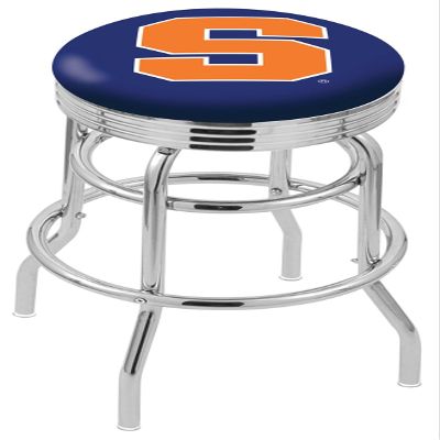 Holland Bar Stool L7c3c - Chrome Double Ring Syracuse Swivel Bar Stool W/ 2.5 Inch Ribbed Accent Ring - 30 Inch
