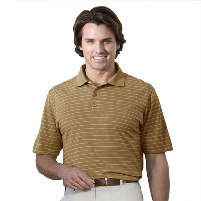 Monterey Club Men's Tournament Stripe Texture Polo Shirt #1078 (Ginger/Ivory, Large)