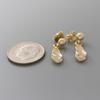14k Two-tone Gold Beach Single Flip Flop Sandal Post Dangle Drop Earrings with White Straps view 4