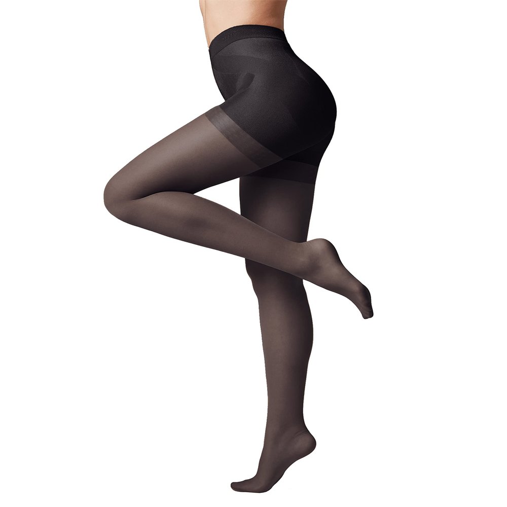 Conte High Waist Control Top Shaping Semi Opaque Pantyhose Tights X-Press 40 Den, 2 - Small, Black (Nero)