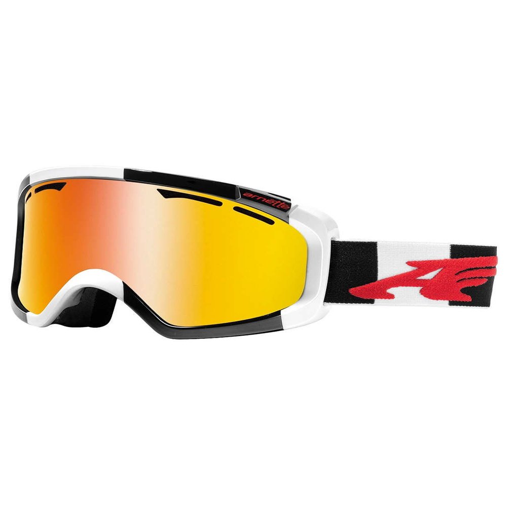 Arnette Windshield Snow Goggle, Black and White Stripe with Inferno Chrome Lens