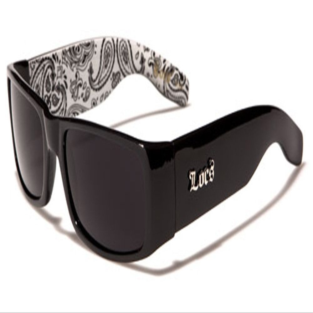 Locs Mens Hardcore Gangster Sunglasses Bandana Print BLACK/WHITE