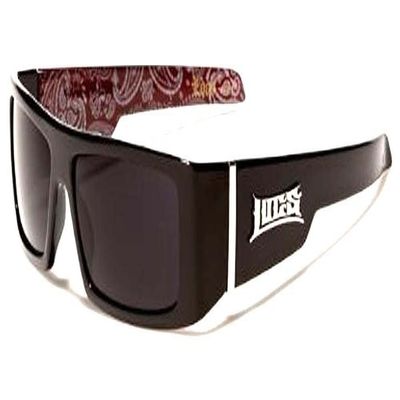 moda Locs Mens Hardcore Gafas De Sol Fashion Wrap Around Sunglasses with Bandana Print Inside - Free Microfiber Bag - Several Colors Available! (Black - Red Inside), Medium