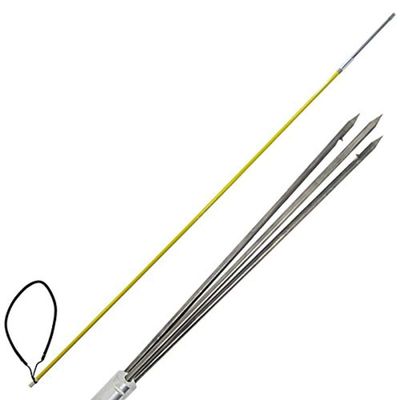 Scuba Choice 5' One-Piece Fiberglass Spearfishing Pole with 12" Stainless Steel 3-Prong Paralyzer Tip & Rubber Sling  Durable Ice and Winter Fishing Spear Fishing and Cold-Water Diving