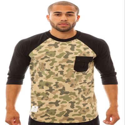 LRG Men's Panda Camo Raglan Baseball, Olive Camouflage, X-Large