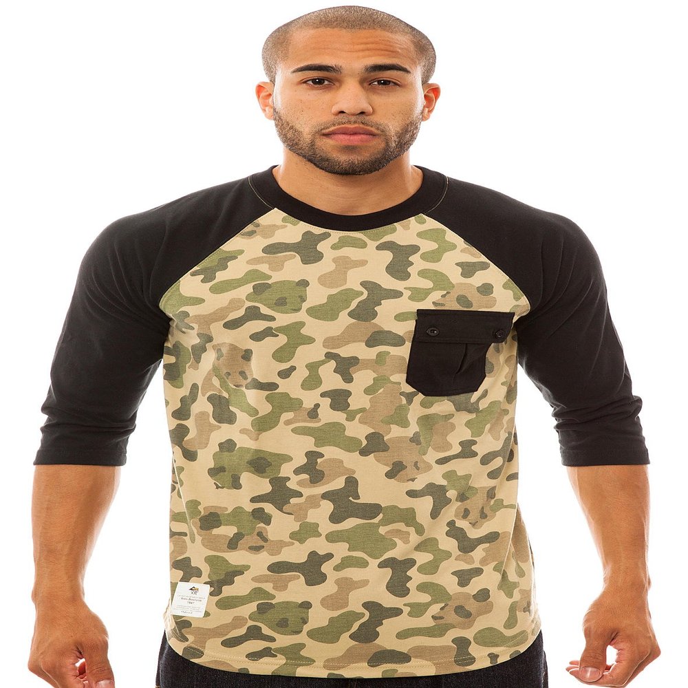 LRG Men's Panda Camo Raglan Baseball, Olive Camouflage, X-Large