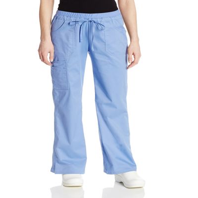 Cherokee Women's Workwear Scrubs Core Stretch Jr. Fit Low-Rise Cargo Pant, Ciel, Large