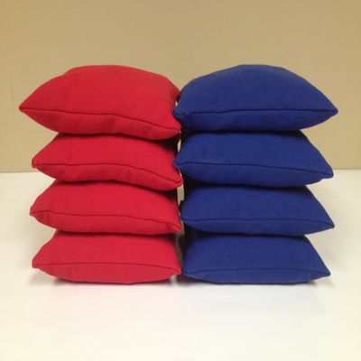 8 Official Size ACA Regulation Cornhole Baggo Bean Bags Set (4 RED, 4 Royal Blue) ~ Made in The USA