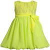 Bonnie Jean Girls Knit Sequin Chiffon Bubble Spring Summer Dress, Yellow, 6 view 1