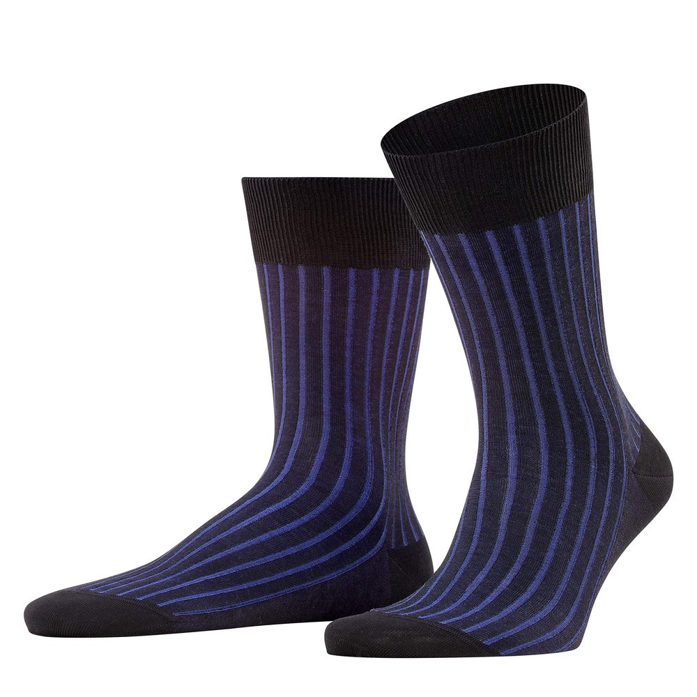 FALKE Men's Shadow Socks, Breathable, Cotton, Crew Length, Patterned Formal Socks, Lightweight, Trendy Work Clothing, Black (Black 3003), 6.5-7.5, 1 Pair