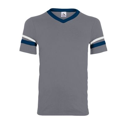 Augusta Sportswear Augusta Sleeve Stripe Jersey, Graphite/Navy/White, Large