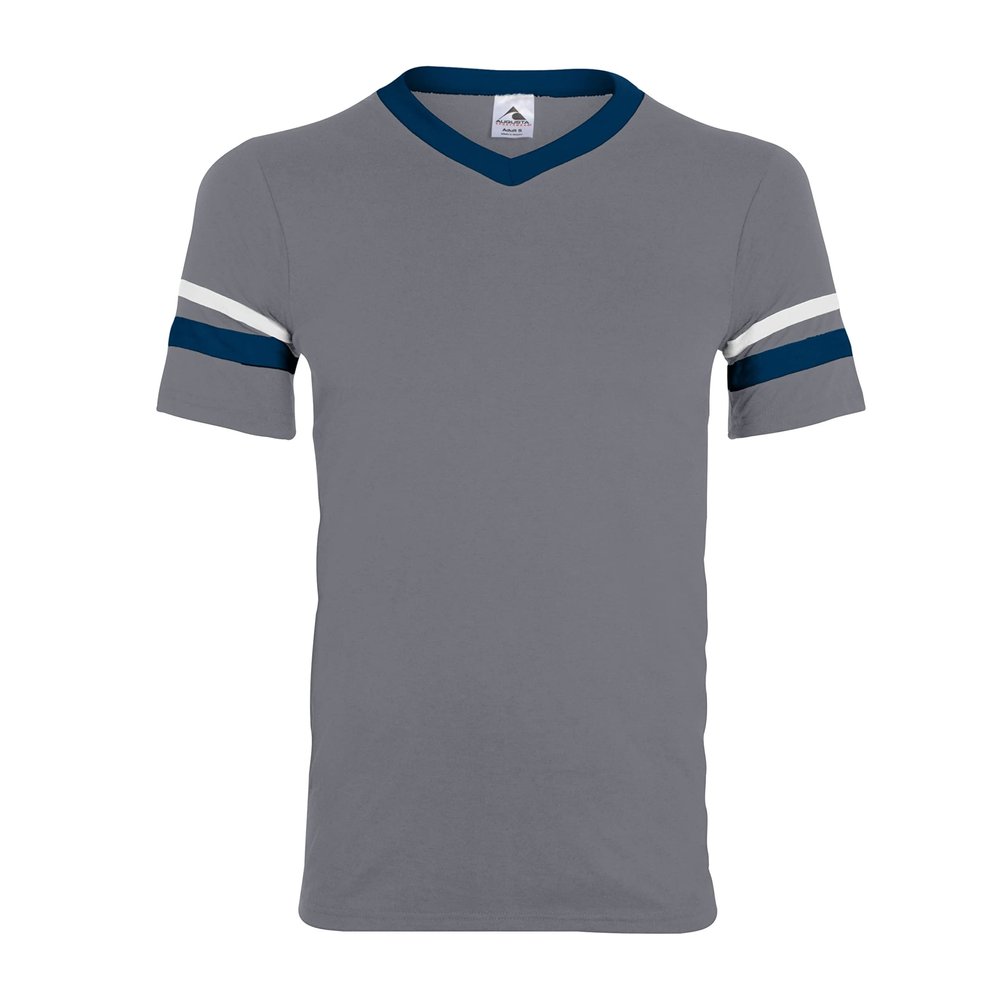 Augusta Sportswear Augusta Sleeve Stripe Jersey, Graphite/Navy/White, Large