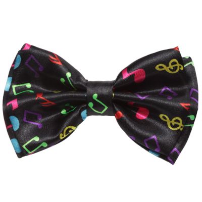 AJ Accessories Men's Music Notes Novelty Pre-Tied Satin Bow Tie (Black/Rainbow)