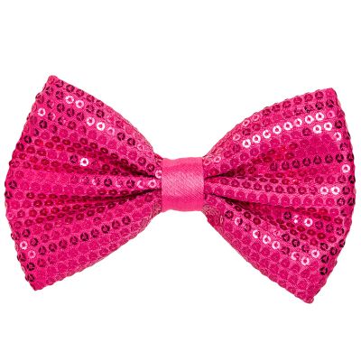 Colorful Sequined Pre-Tied Bow Tie (Pink)